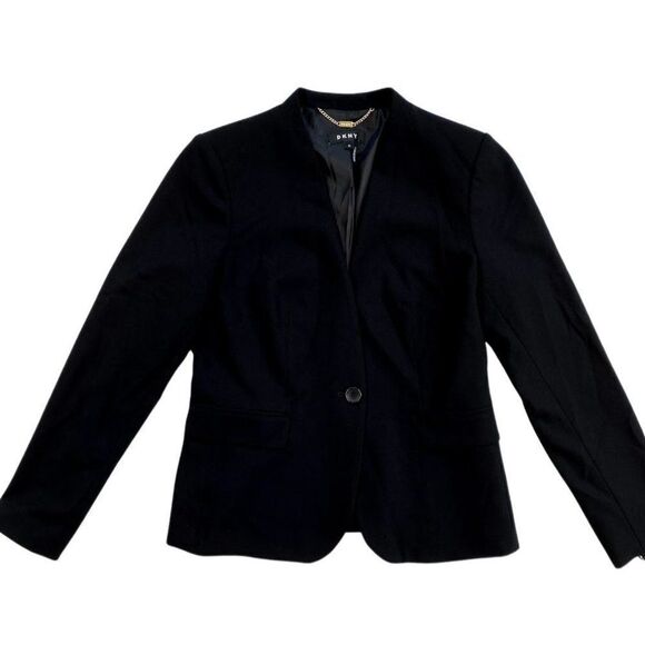 DKNY‎ Blazer Jacket Black 6 Petite Single Button - Picture 1 of 7